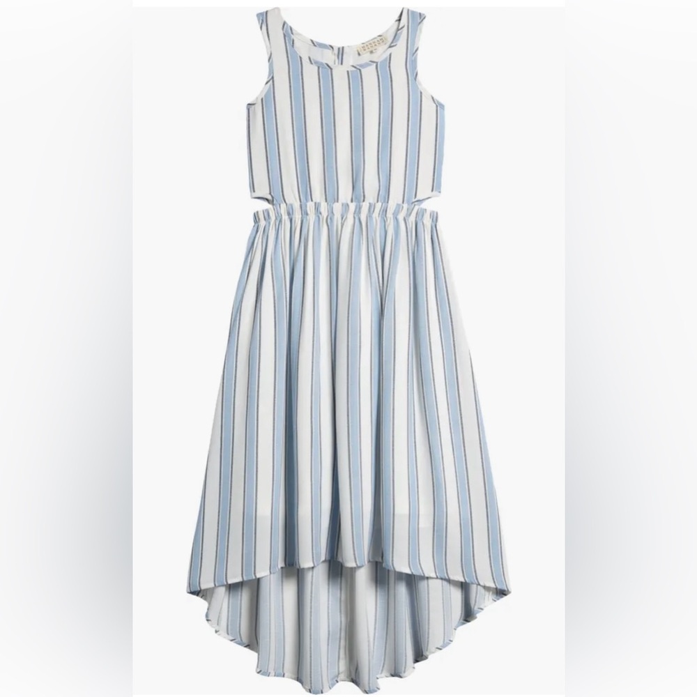 Striped Sleeveless High-Low Cutout Dress